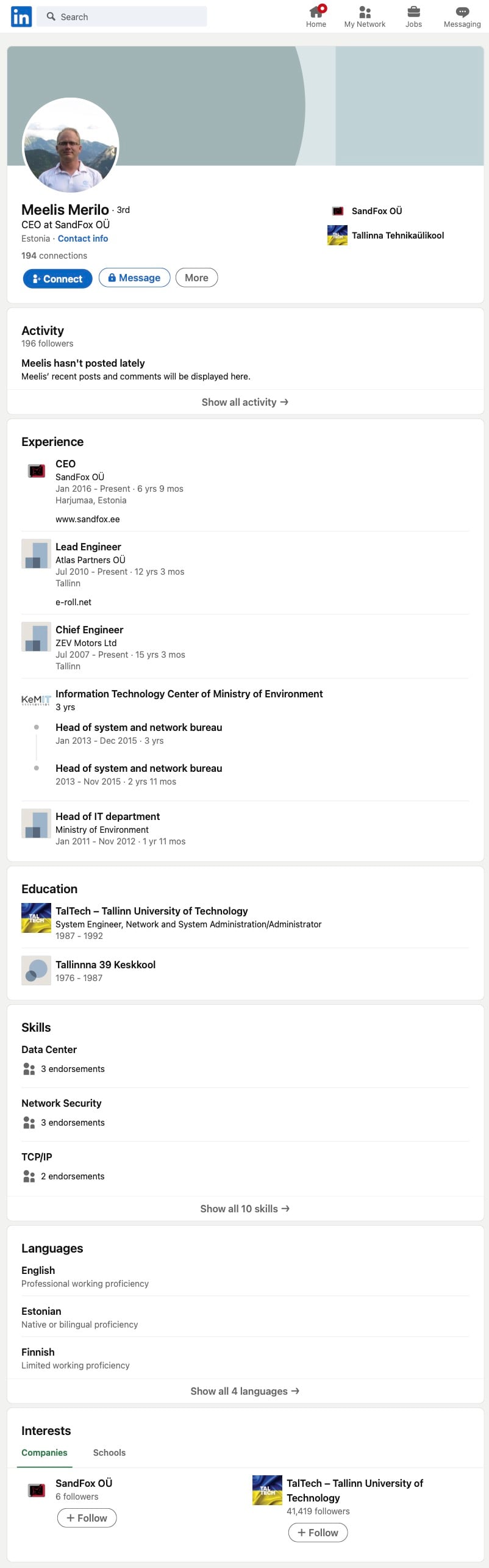Meelis Merilo LinkedIn Sept 30, 2022