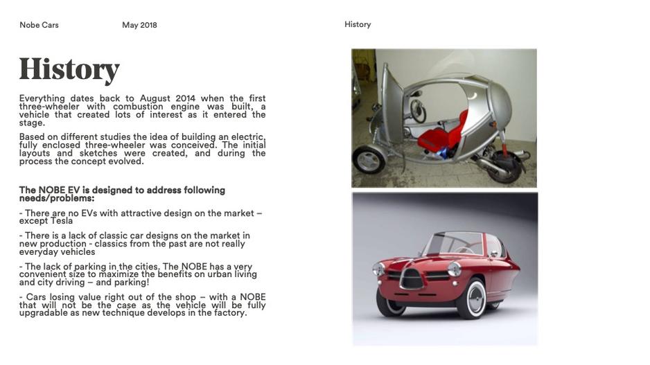 Nobe Egg Car on Investor proposal.